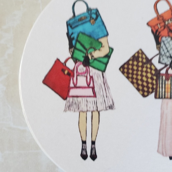 NWT Fashion Coasters Set of 4 Cute Hand Drawn Unique Handbag Sketches - Picture 5 of 11